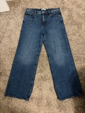 LOFT Dark Blue High-Rise Wide-Leg Jeans